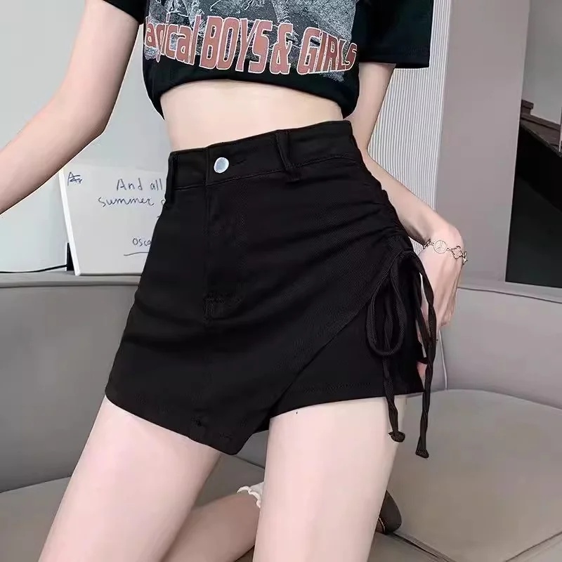 韓版純色牛仔短裙
