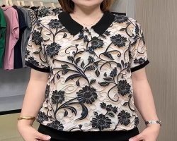 翻領印花短袖