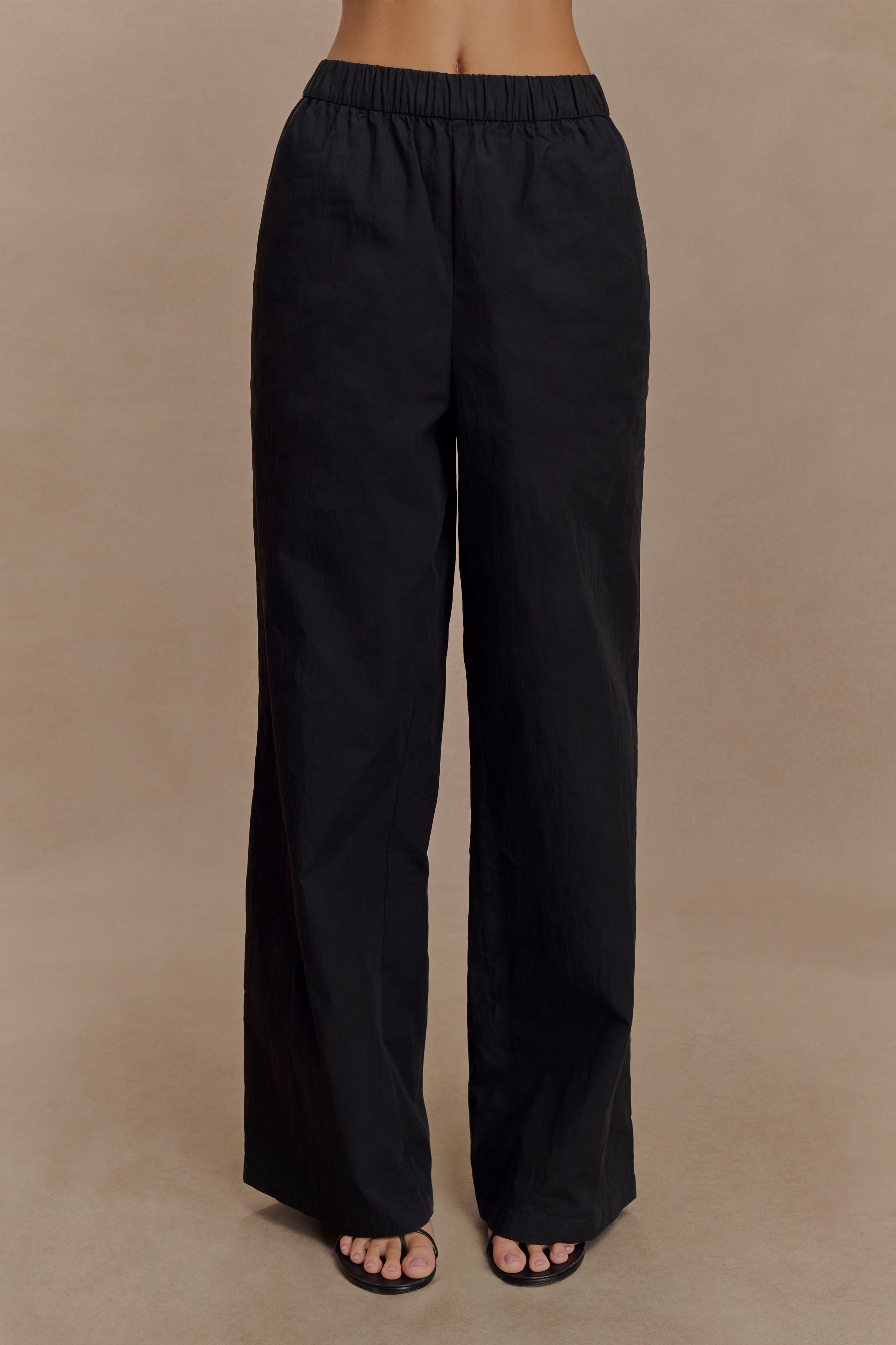 Campbell Cotton Wide Leg Pants - Black
