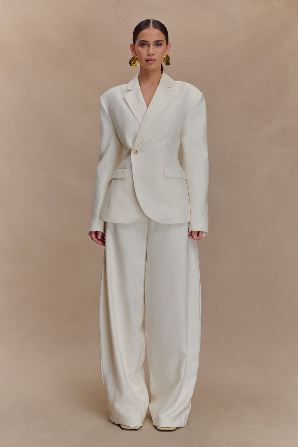 Cyrene Linen Wide Leg Pants - Oat Marle