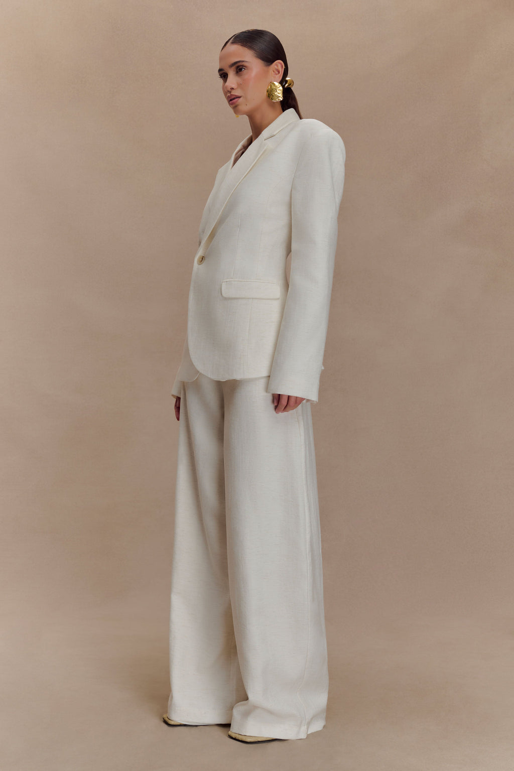 Cyrene Linen Wide Leg Pants - Oat Marle