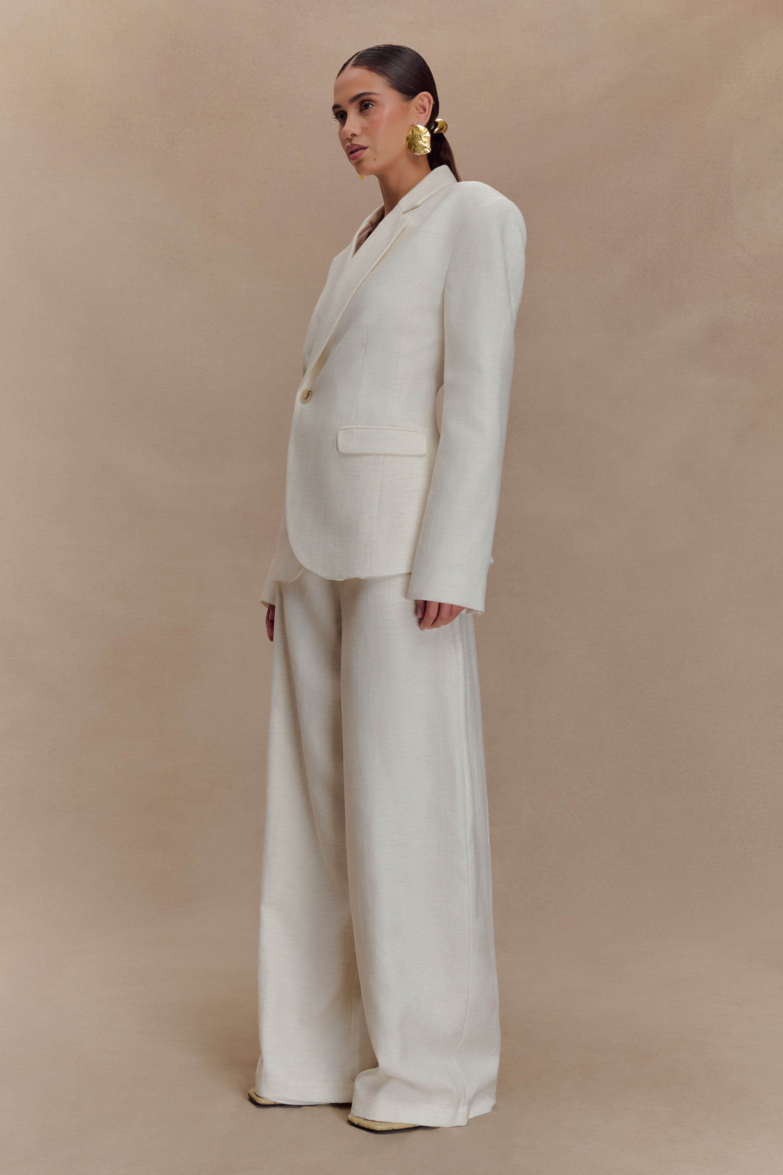 Cyrene Linen Wide Leg Pants - Oat Marle