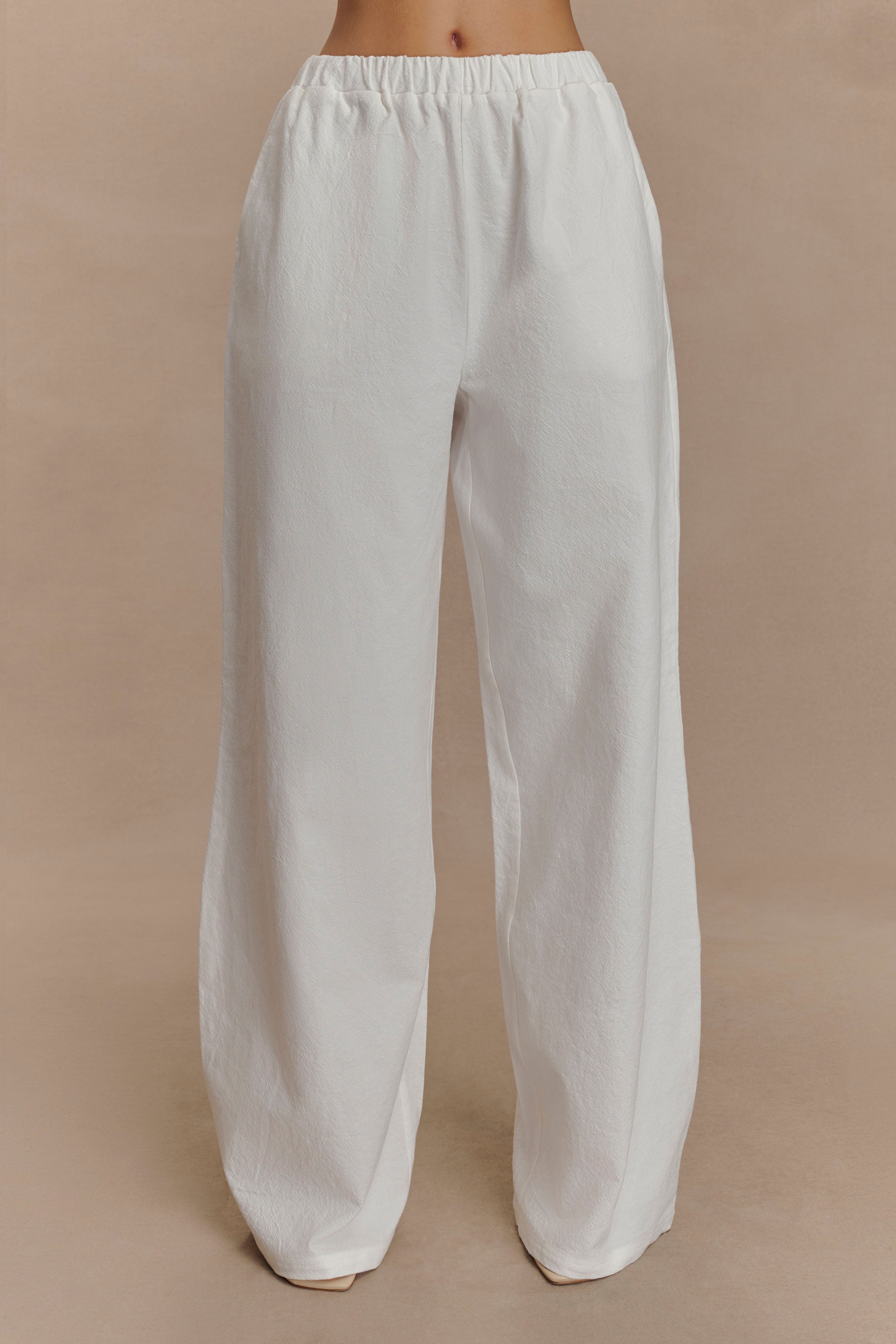 Janayia Cotton Wide Leg Pants - White
