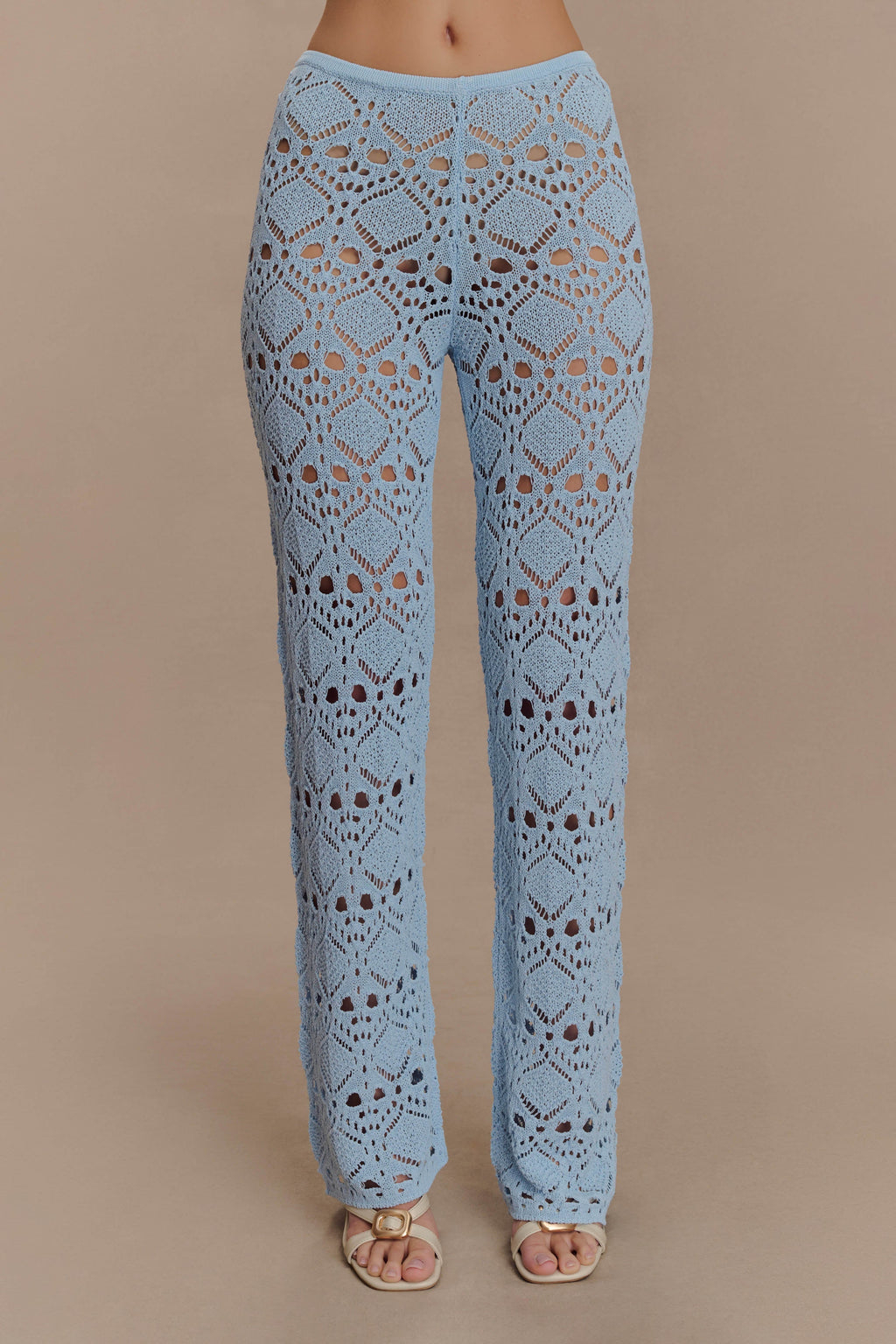 Trena Crochet Knit Pants - Sky Blue