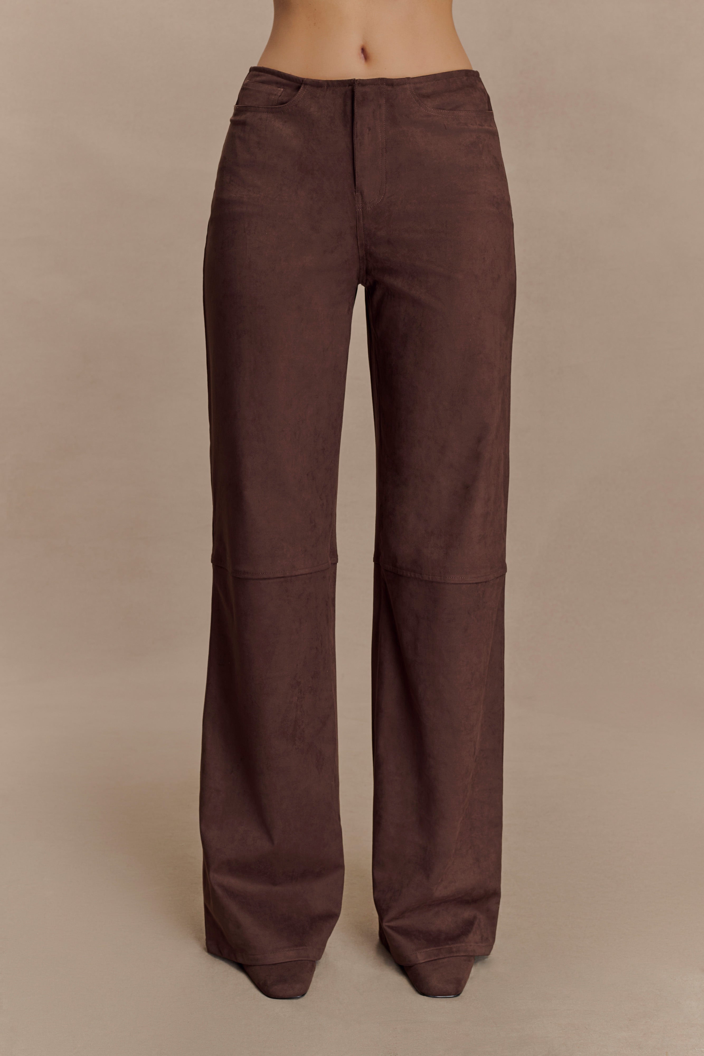 Logan Faux Suede Pants - Dark Chocolate