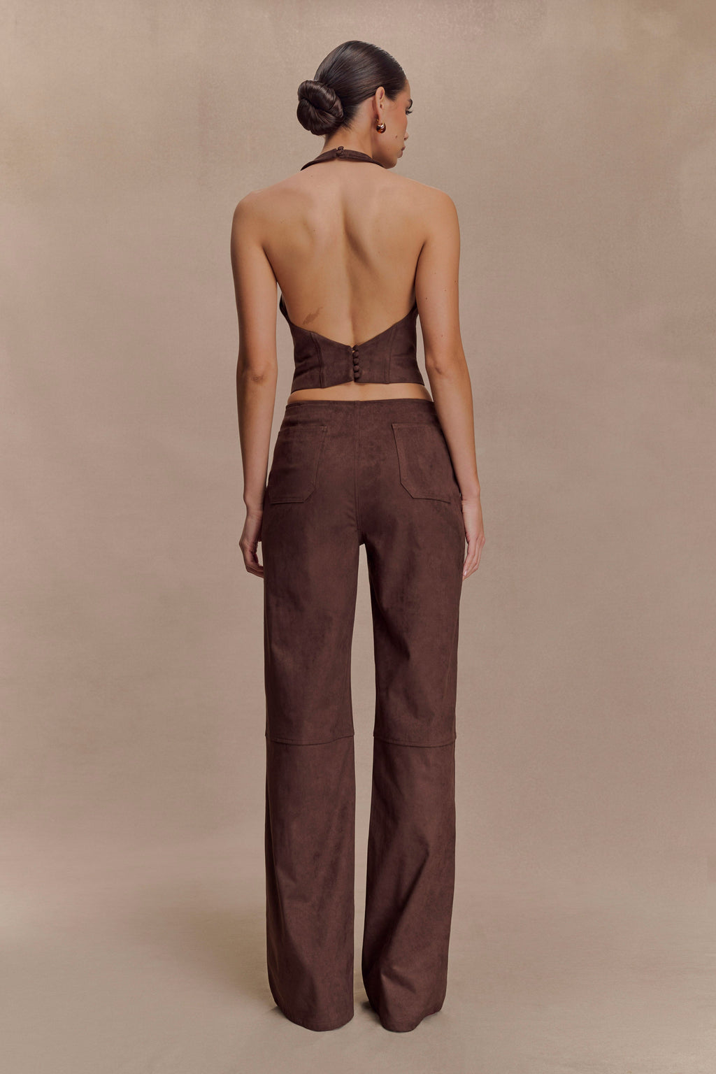 Logan Faux Suede Pants - Dark Chocolate