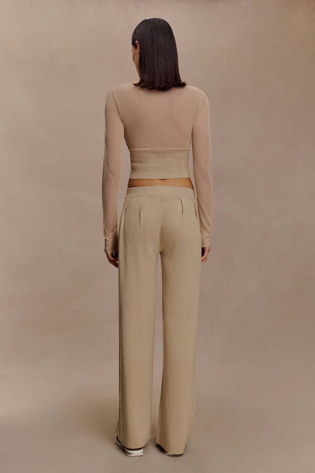 Frannie Gathered Silk Blend Knit Pants - Sand