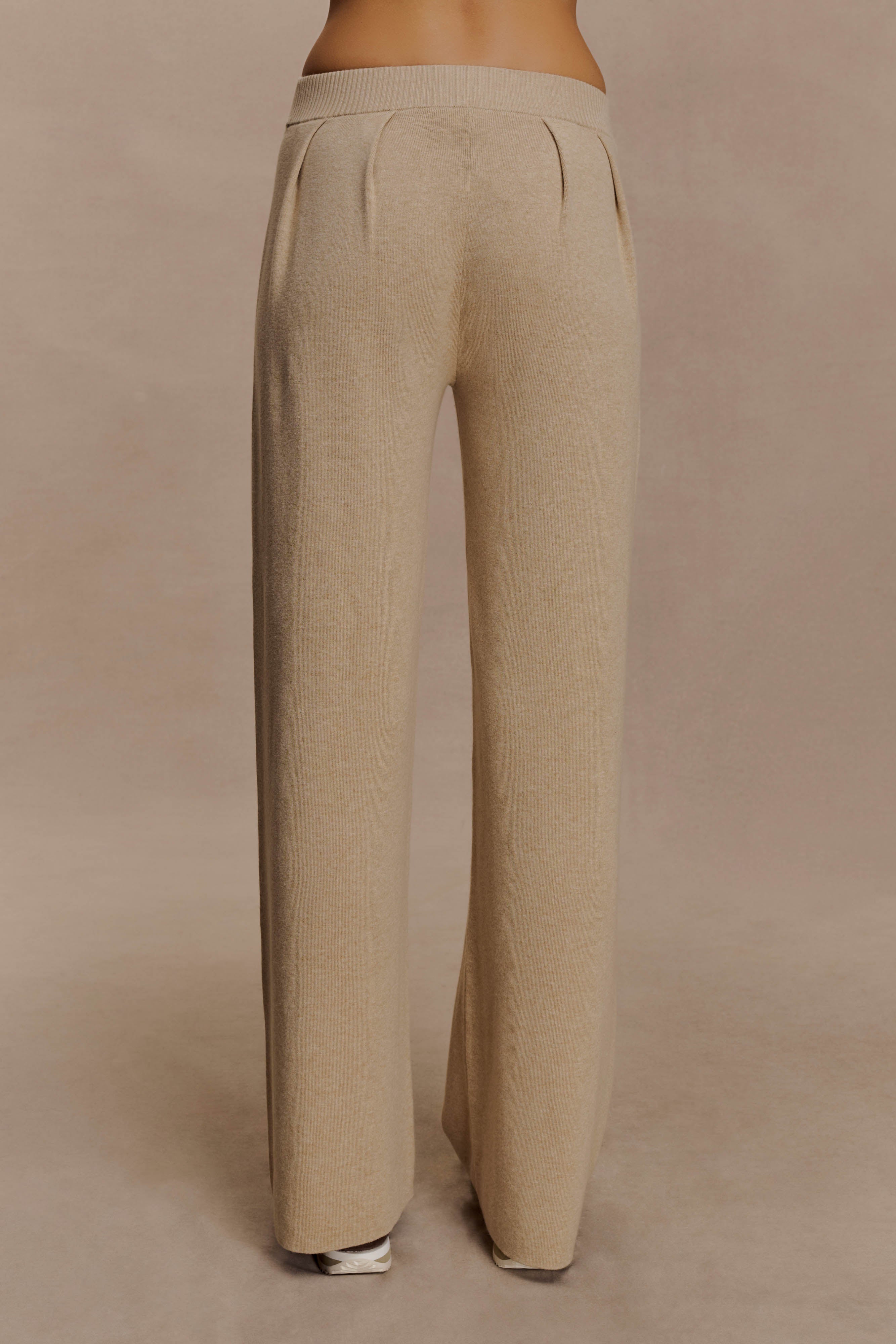 Frannie Gathered Silk Blend Knit Pants - Sand