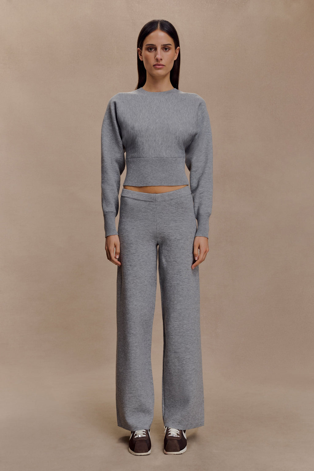 Kerrymae Straight Leg Knit Pants - Grey Marle