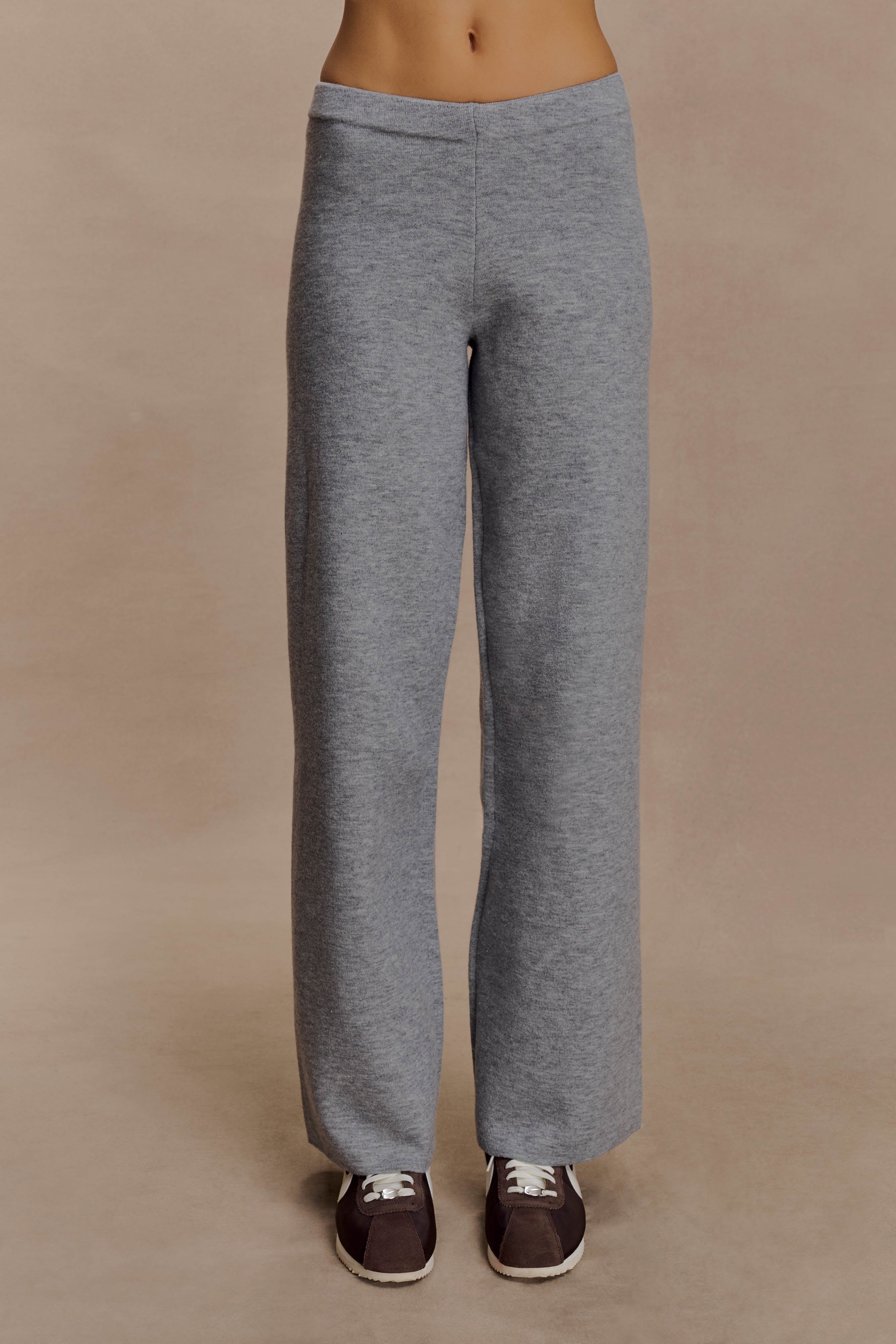 Kerrymae Straight Leg Knit Pants - Grey Marle