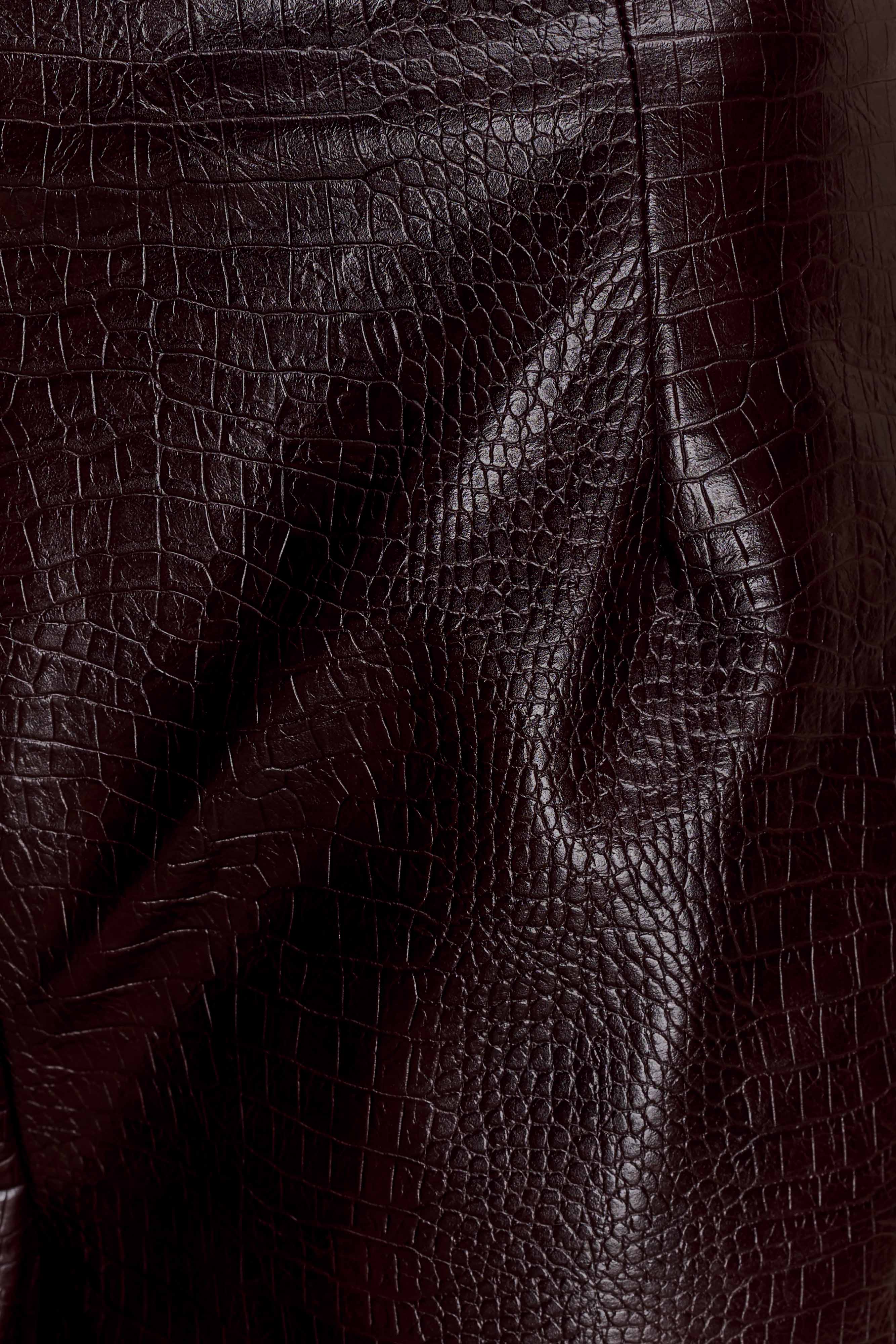 Henry Croc Faux Leather Straight Leg Pants - Dark Chocolate