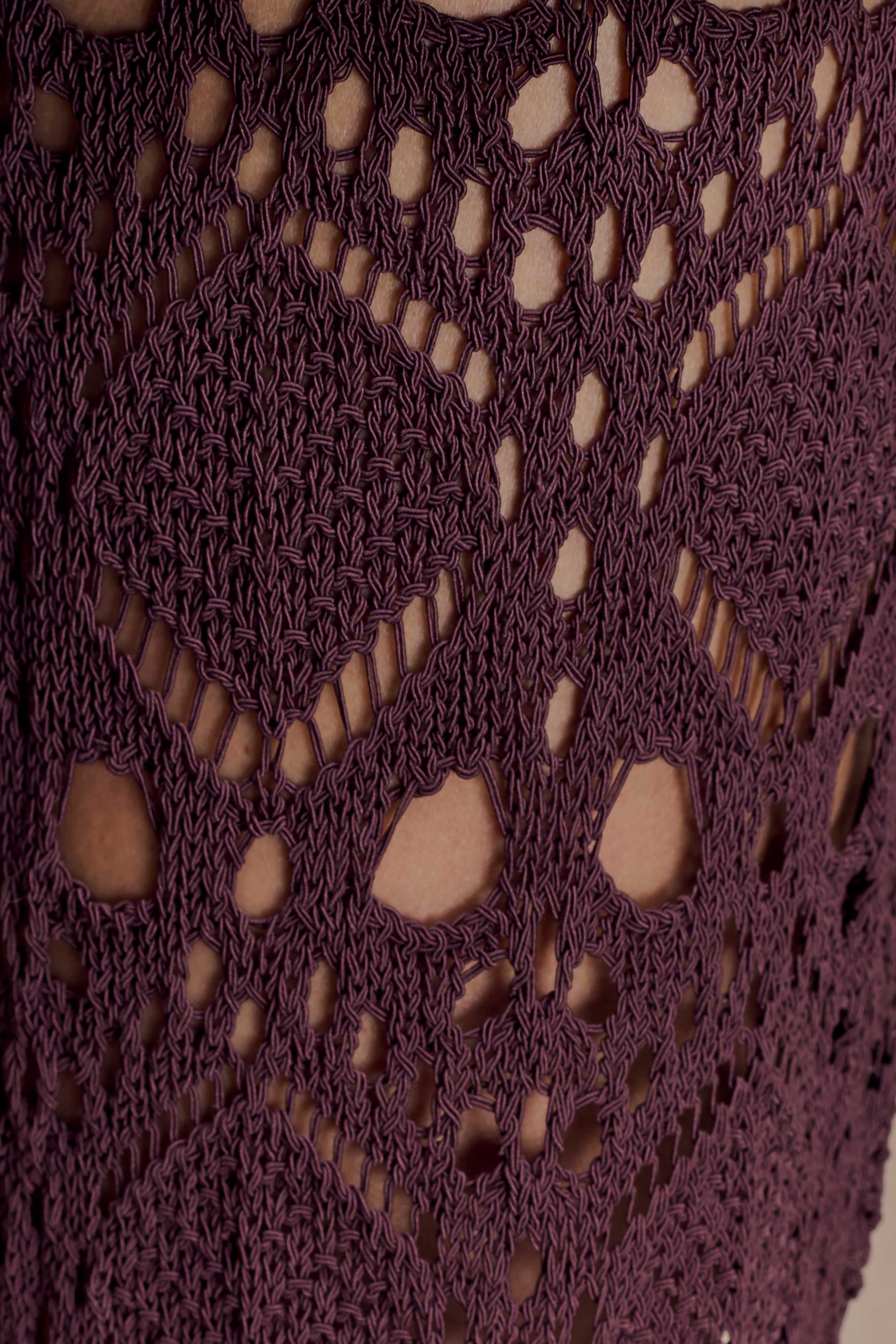 Trena Crochet Knit Pants - Chocolate