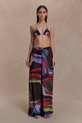 Rachel Chiffon Straight Leg Pants - Multi Fluid Reverie Print
