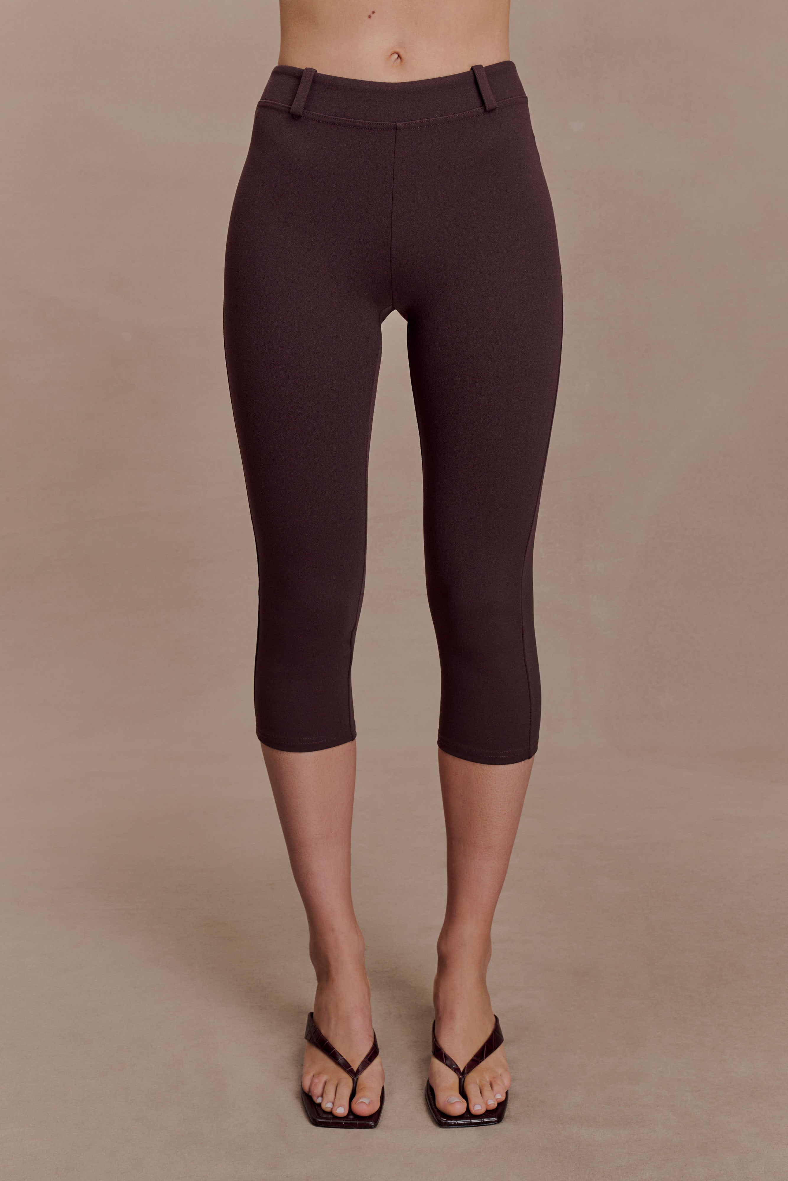Blanca Stretch Crepe Capri Pants - Chocolate