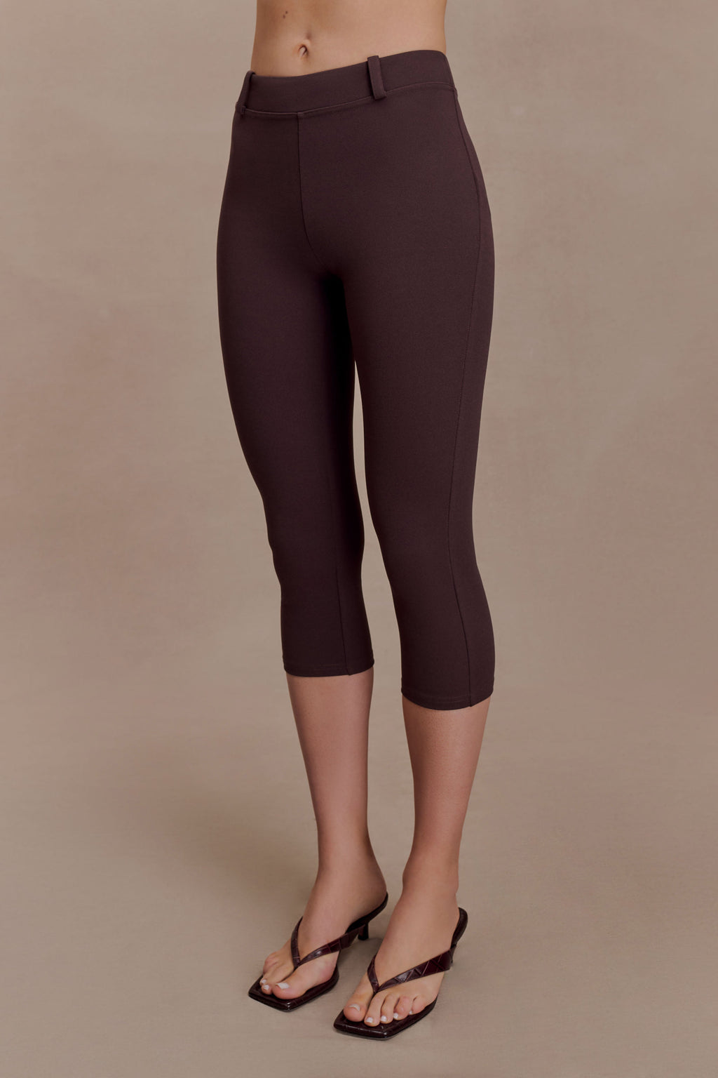 Blanca Stretch Crepe Capri Pants - Chocolate