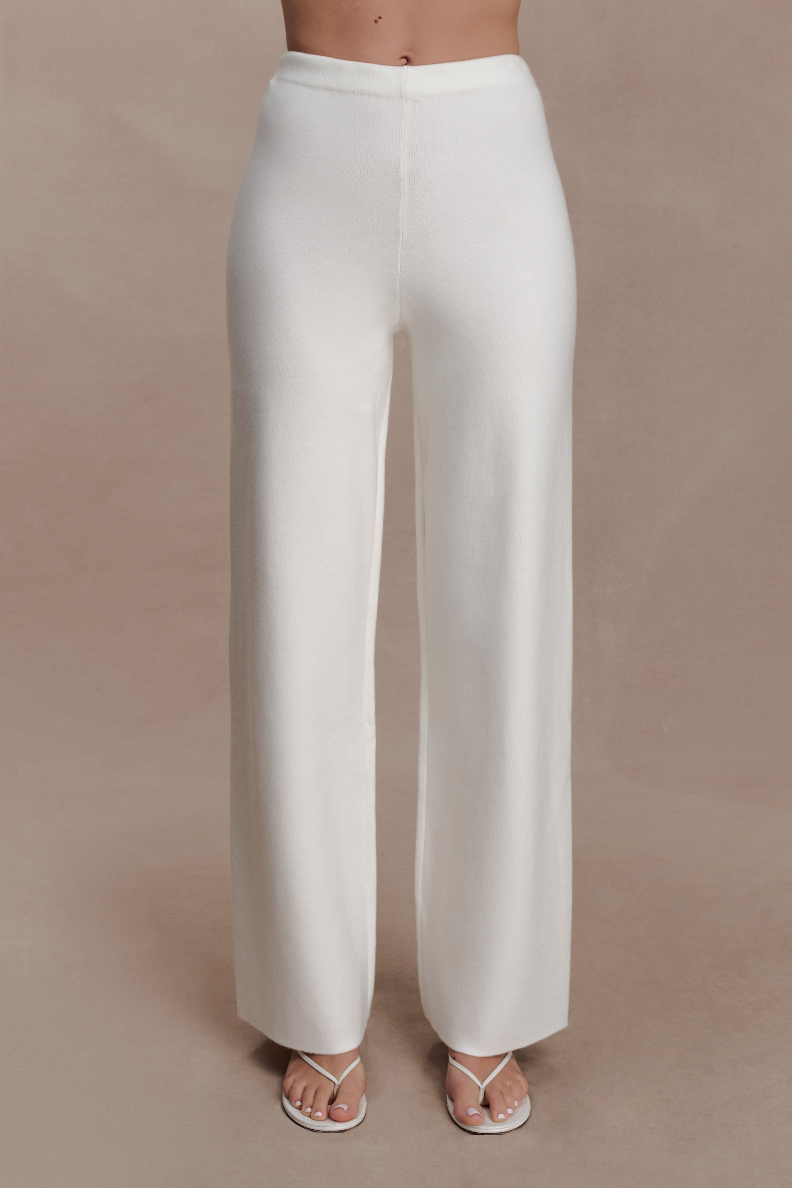 Kerrymae Straight Leg Knit Pants - Off White