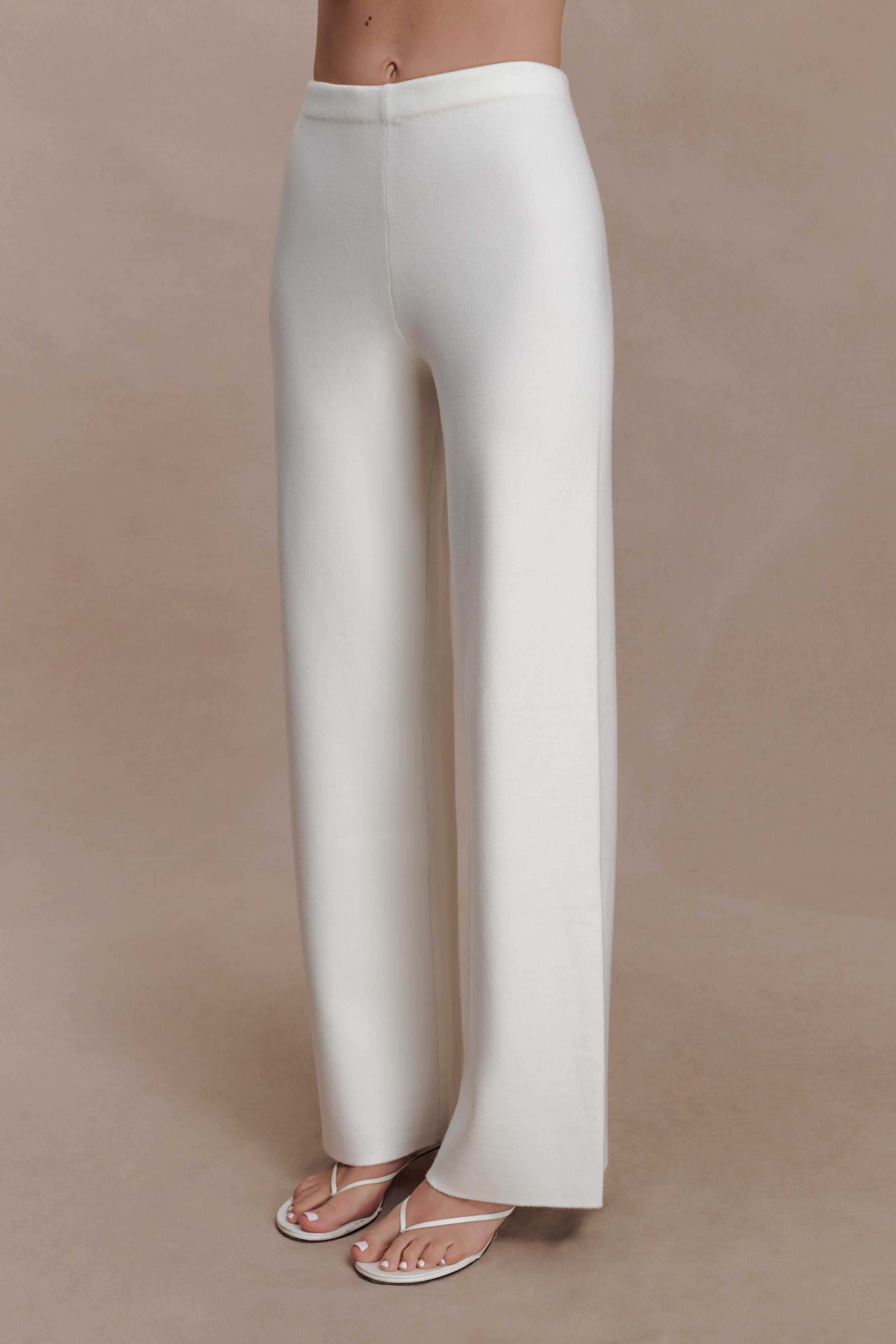 Kerrymae Straight Leg Knit Pants - Off White