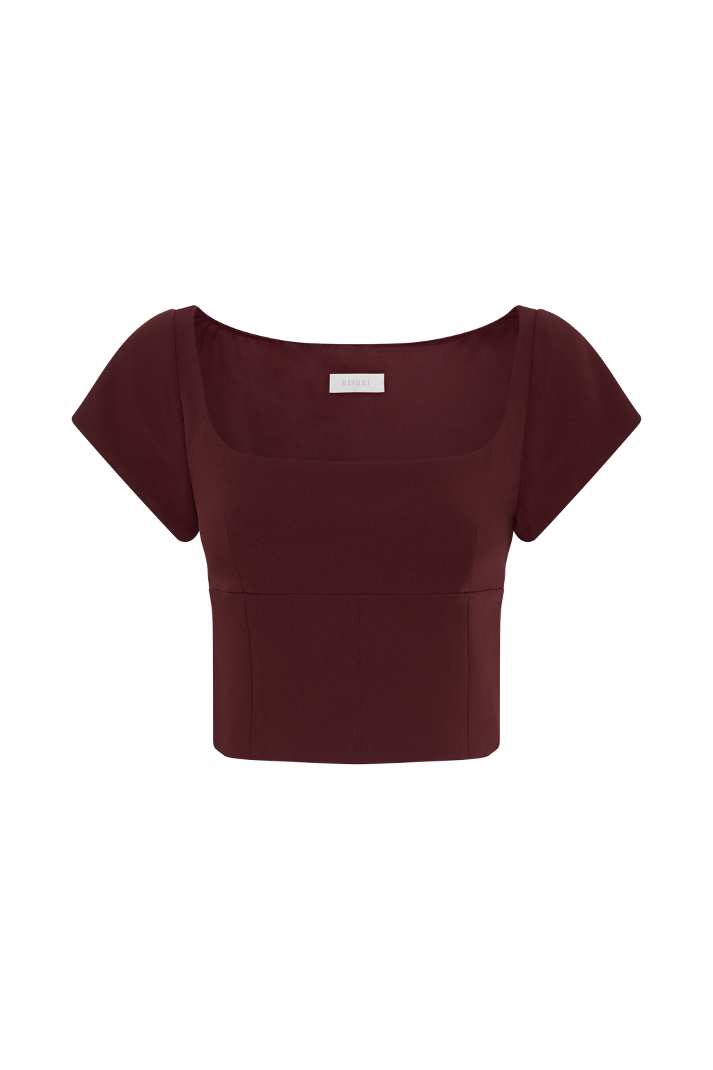 Ellis Cap Sleeve Longline Suiting Top - Mahogany