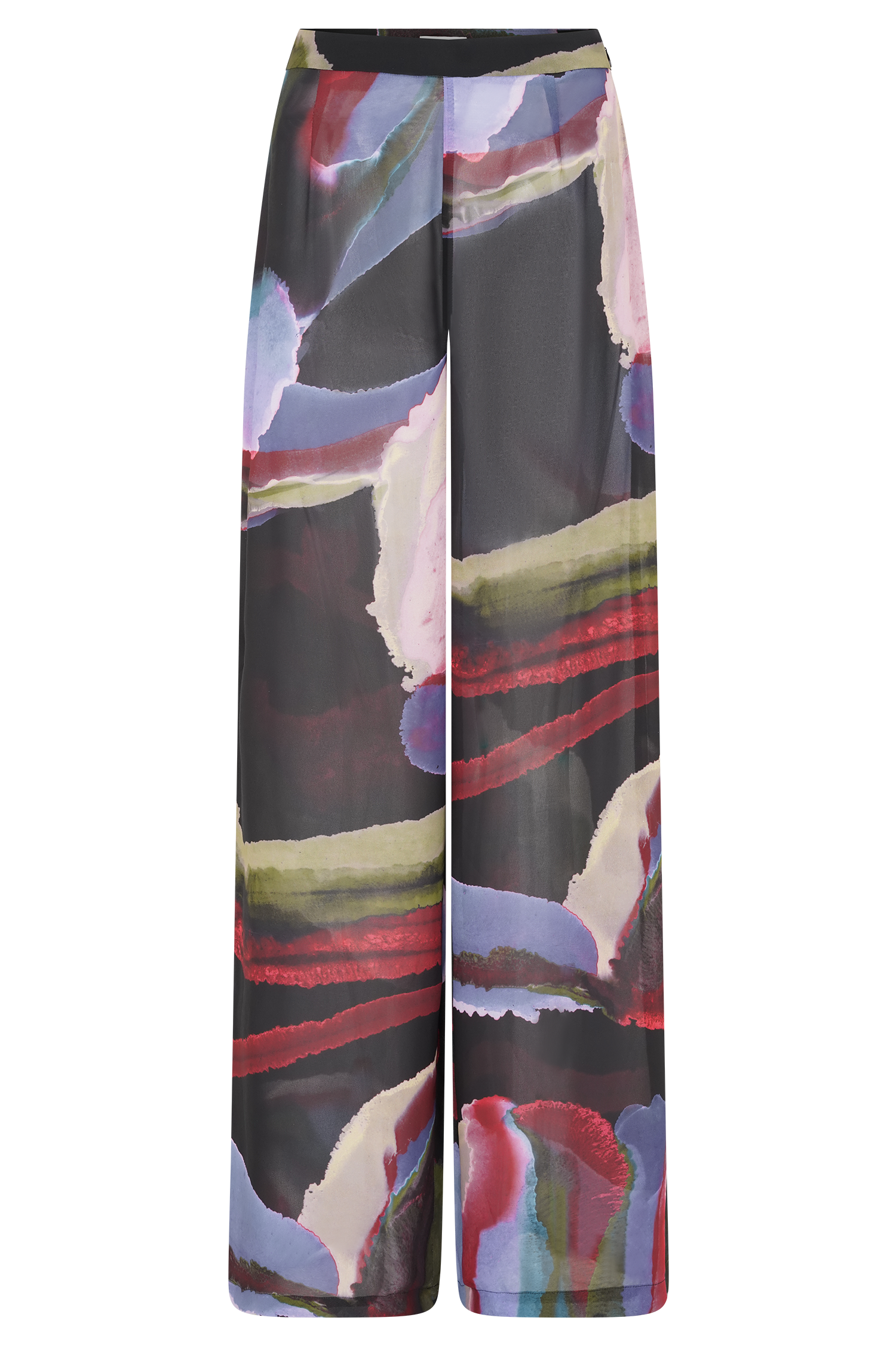 Rachel Chiffon Straight Leg Pants - Multi Fluid Reverie Print