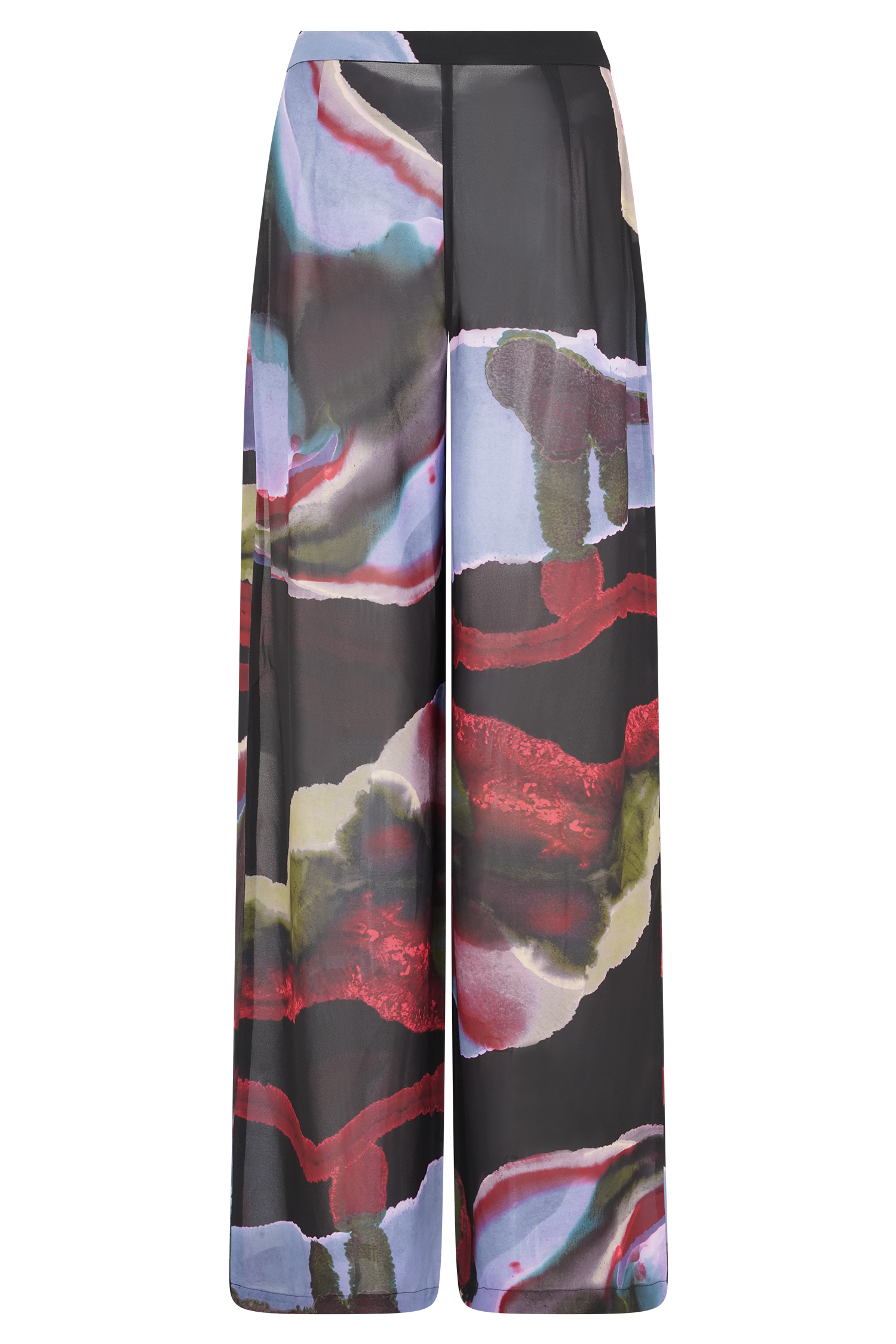 Rachel Chiffon Straight Leg Pants - Multi Fluid Reverie Print